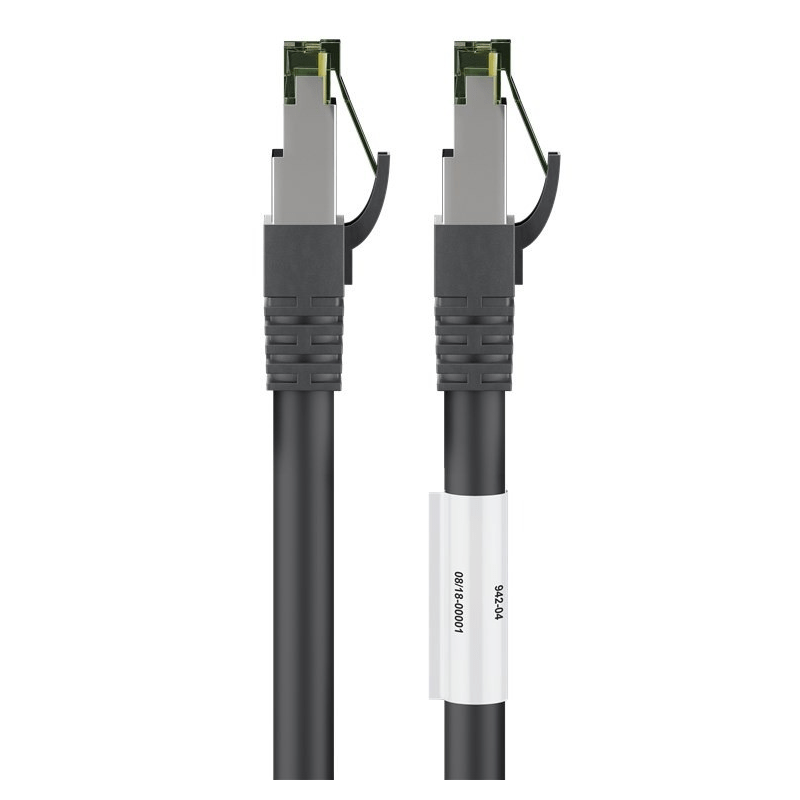 RJ45 Netzwerkkabel S/FTP (PiMF), mit CAT 8 Rohkabel, Schwarz, 1m