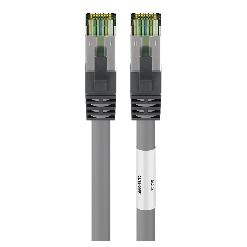 RJ45 Netzwerkkabel S/FTP (PiMF), mit CAT 8 Rohkabel, Grau, 1m
