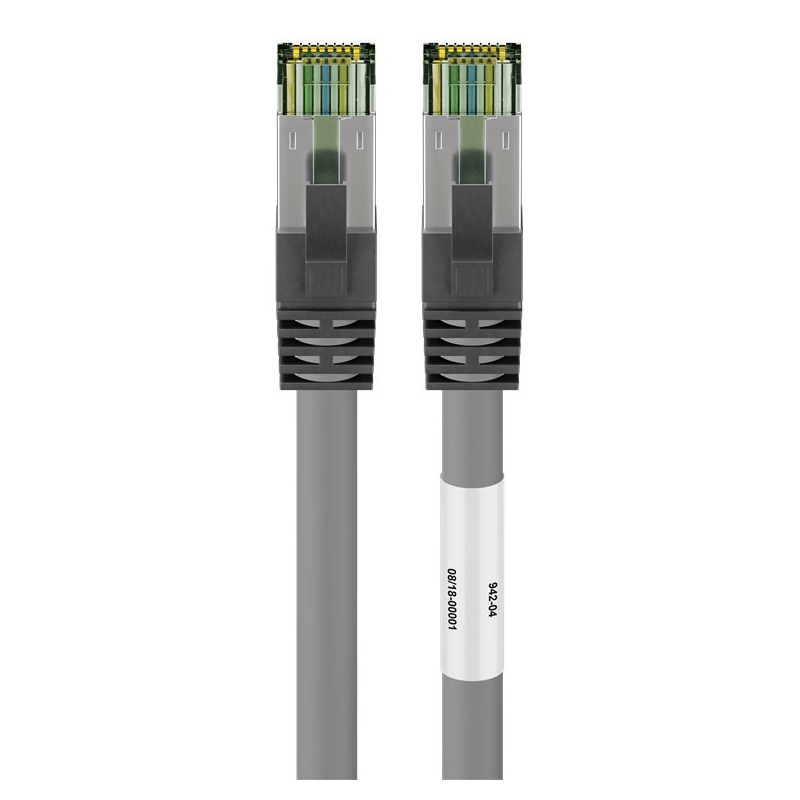 RJ45 Netzwerkkabel S/FTP (PiMF), mit CAT 8 Rohkabel, Grau, 3m