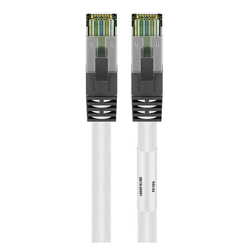 RJ45 Netzwerkkabel S/FTP (PiMF), mit CAT 8 Rohkabel, Weiß, 3m