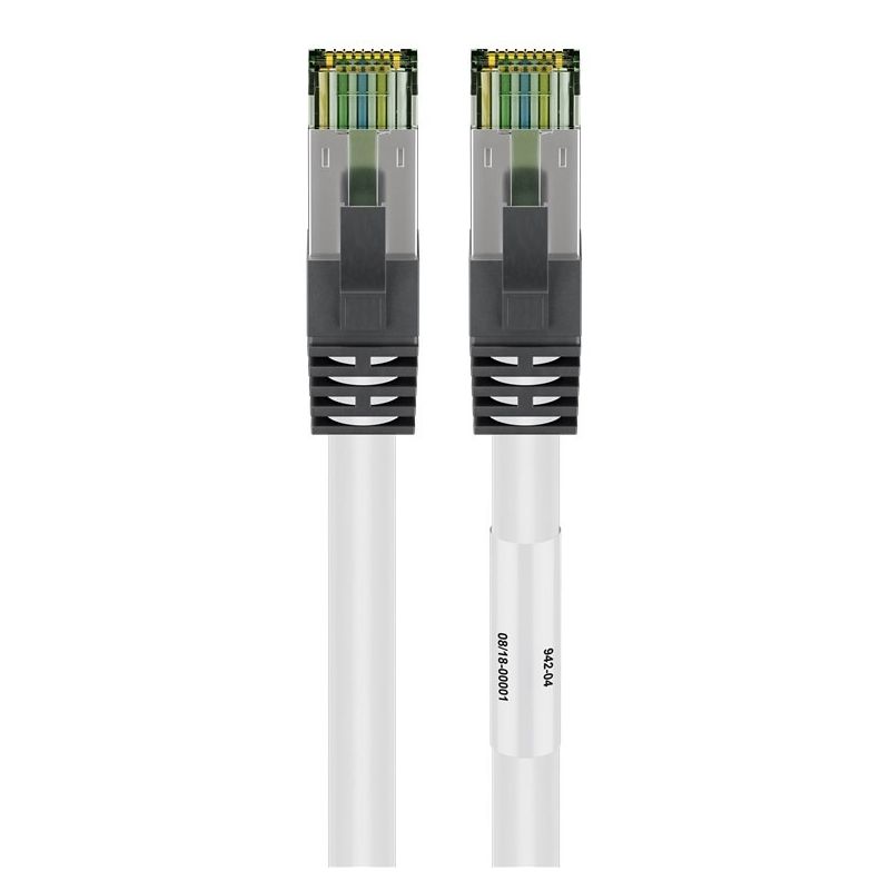 RJ45 Netzwerkkabel S/FTP (PiMF), mit CAT 8 Rohkabel, Weiß, 5m
