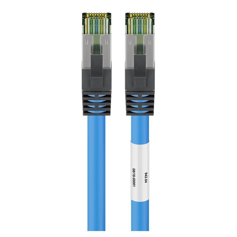 RJ45 Netzwerkkabel S/FTP (PiMF), mit CAT 8 Rohkabel, Blau, 2m