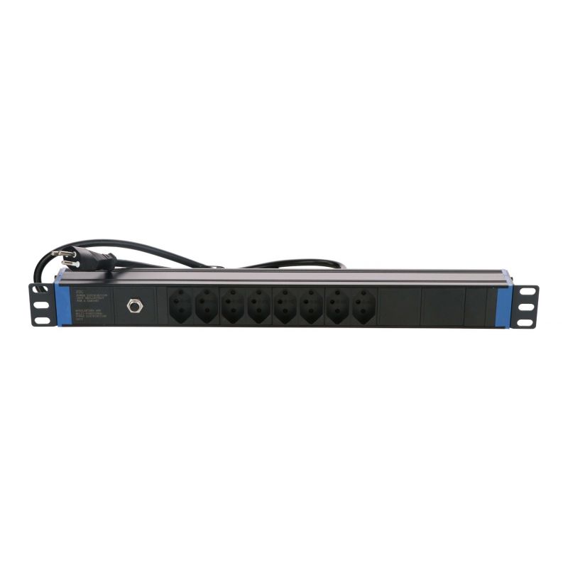 19" Schweizer Steckdosenleiste Surge Protection Overload - 8-fach