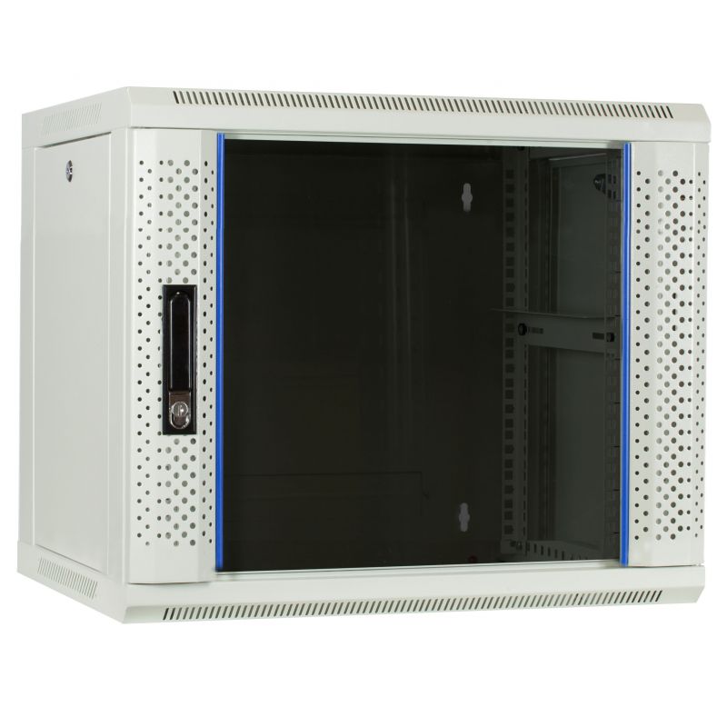 9 HE Serverschrank, Wandgehäuse, mit Glastür, Weiß, (BxTxH) 600 x 450 x 500mm 