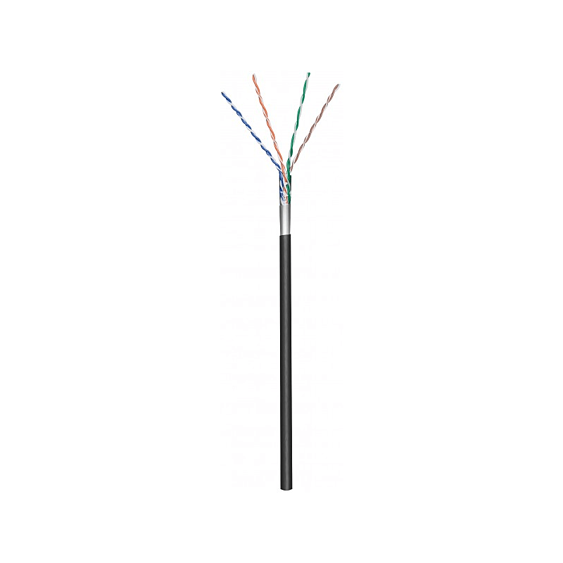 CAT5e Outdoor Netzwerkkabel, F/UTP, AWG 24/1 (Starrleiter), 100 Meter, Schwarz, CCA