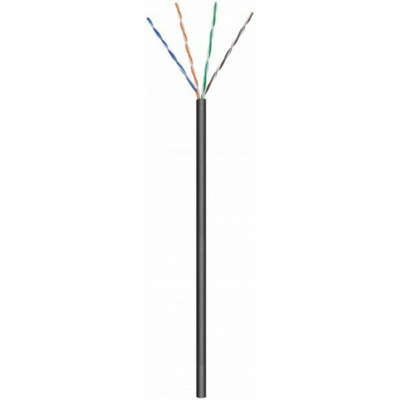 CAT6 Outdoor Netzwerkkabel, U/UTP, AWG 24/7 (Flexibel), 305 Meter, Schwarz, CCA